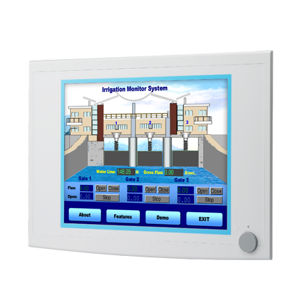 15" XGA LCD Industrial Monitor with Resistive Touchscreen, VGA, DVI, USB